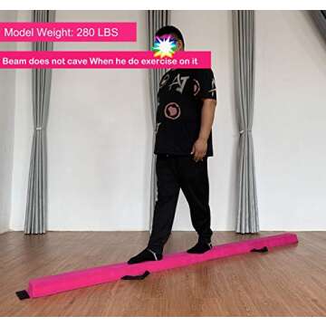 MARFULA 8ft/9ft Folding Gymnastics Balance Beam - Extra Firm - Suede - Non Slip Base for for Home/Gym/Club
