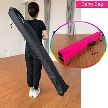 MARFULA 8ft/9ft Folding Gymnastics Balance Beam - Extra Firm - Suede - Non Slip Base for for Home/Gym/Club