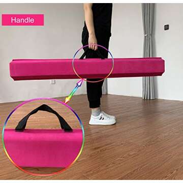 MARFULA 8ft/9ft Folding Gymnastics Balance Beam - Extra Firm - Suede - Non Slip Base for for Home/Gym/Club