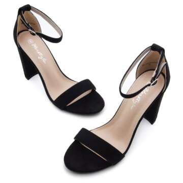 Herstyle Rosemmina Women’s Chunky Block Heels Open Toe Dress Heeled Sandals Ankle Strappy High Hee...