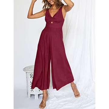 ANRABESS Women's Summer Wide Leg Linen Jumpsuits Dressy V Neck Sleeveless Casual Pants Rompers 2025 ...