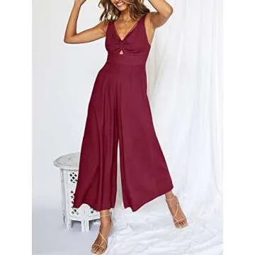 ANRABESS Women's Summer Wide Leg Linen Jumpsuits Dressy V Neck Sleeveless Casual Pants Rompers 2025 ...