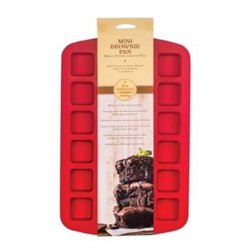 Mrs. Anderson's Baking Mini Brownie Pan Baking Mold, Non-Stick European-Grade Silicone, Makes 24 Min...