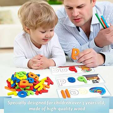 Officygnet See & Spell Learning Educational Toys and Gift for 3 4 5 6 Years Old Boys and Girls - Matching Letter Game for Preschool Kids - 80 Pcs of CVC Word Builders for Toddler Learning Activities