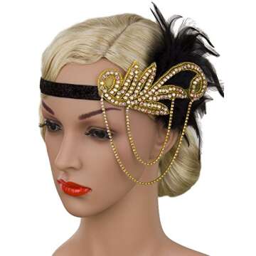 Vijiv Gold 20s Headpiece Vintage 1920s Headband Flapper Great Gatsby