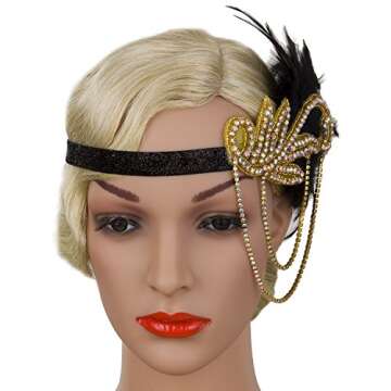 Vijiv Gold 20s Headpiece Vintage 1920s Headband Flapper Great Gatsby