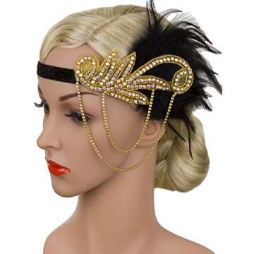Vijiv Gold 20s Headpiece Vintage 1920s Headband Flapper Great Gatsby