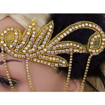 Vijiv Gold 20s Headpiece Vintage 1920s Headband Flapper Great Gatsby
