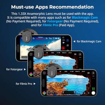 SMALLRIG 1.33X Anamorphic Lens for Mobile Phone, 2.4:1 Wide Screen Deformation Filmmaking Lens with ...