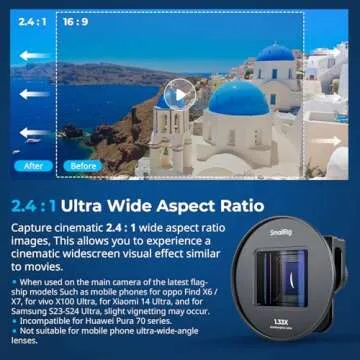 SMALLRIG 1.33X Anamorphic Lens for Mobile Phone, 2.4:1 Wide Screen Deformation Filmmaking Lens with T-Mount, Phone Cinematic Lens for iPhone 15/14 / 13/12, for Samsung S21 / S22 Series - 4590