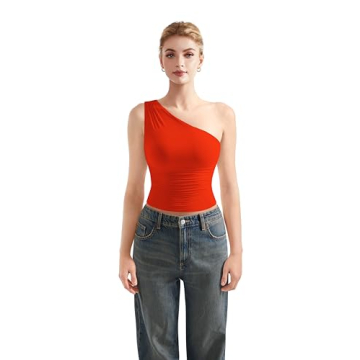 SUUKSESS Trendy One Shoulder Ruched Crop Top - Red
