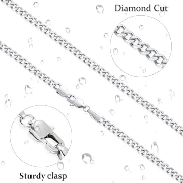 Fiusem Silver Plated Cuban Link Necklace 20 Inch