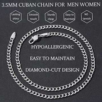 Fiusem Silver Plated Cuban Link Necklace 20 Inch
