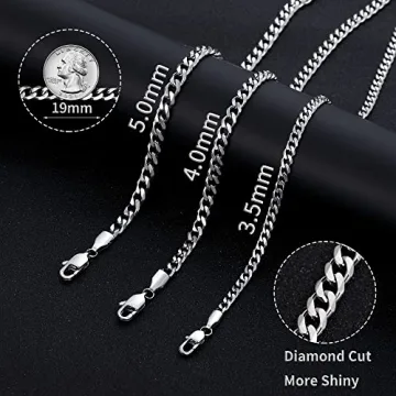 Fiusem Silver Plated Cuban Link Necklace 20 Inch