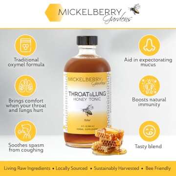 Mickelberry Gardens Throat & Lung Honey Tonic: Wellness Syrup, Natural Sore Throat Relief, Immune Su...