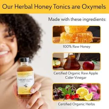 Mickelberry Gardens Throat & Lung Honey Tonic: Wellness Syrup, Natural Sore Throat Relief, Immune Support & Cough Suppressant for Adults & Kids (8 oz)