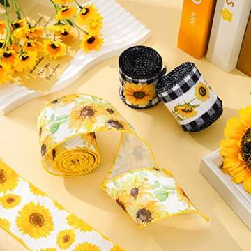 Whaline Sunflower Wired Edge Ribbon 36 Yard Craft