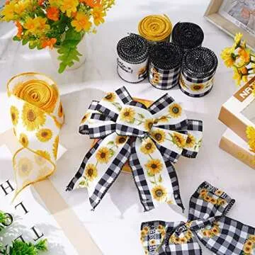 Whaline Sunflower Wired Edge Ribbon 36 Yard Craft