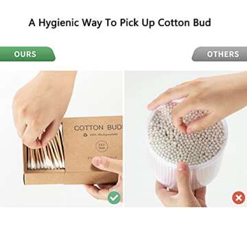 Kiemeu Bamboo Qtips Cotton Swabs With Wooden Sticks Q Tips For Ears Swabs 400 Count Bamboo Cotton Bu...