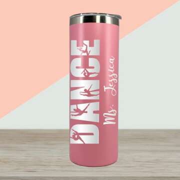 AVITO Personalized Dancer Tumbler - Dancer Coach Gift - Dancer Gifts - 20 oz Tumbler with Lid and Straw - Laser Engraved - Stainless Steel - Vacuum Insulated - End of Season Team Gift