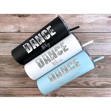 AVITO Personalized Dancer Tumbler - Dancer Coach Gift - Dancer Gifts - 20 oz Tumbler with Lid and Straw - Laser Engraved - Stainless Steel - Vacuum Insulated - End of Season Team Gift