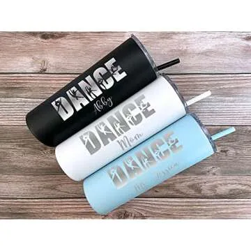 AVITO Personalized Dancer Tumbler - Dancer Coach Gift - Dancer Gifts - 20 oz Tumbler with Lid and Straw - Laser Engraved - Stainless Steel - Vacuum Insulated - End of Season Team Gift