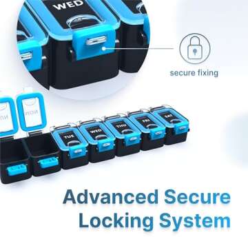 BEXEEN Weekly Medicine Pill Organizer Waterproof 7 Day Large Pill Box Daily Pill Case Cute Vitamin Organizer Portable Pill Container Travel Pills Holder XL Supplement Medication Dispenser One a Day