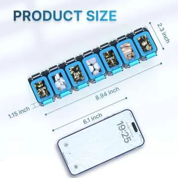 BEXEEN Weekly Medicine Pill Organizer Waterproof 7 Day Large Pill Box Daily Pill Case Cute Vitamin Organizer Portable Pill Container Travel Pills Holder XL Supplement Medication Dispenser One a Day