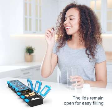 BEXEEN Weekly Medicine Pill Organizer Waterproof 7 Day Large Pill Box Daily Pill Case Cute Vitamin Organizer Portable Pill Container Travel Pills Holder XL Supplement Medication Dispenser One a Day