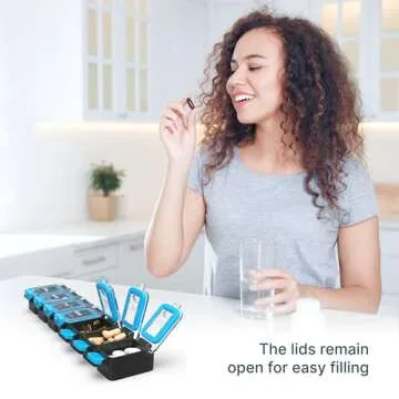 BEXEEN Weekly Medicine Pill Organizer Waterproof 7 Day Large Pill Box Daily Pill Case Cute Vitamin Organizer Portable Pill Container Travel Pills Holder XL Supplement Medication Dispenser One a Day