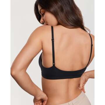 INLYRIC Women's Inbarely Triangle Bralette Plunge Unlined Seamless Bra No Underwire Sexy Comfortable Everyday Black Large