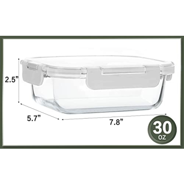 KOMUEE 10 Pack Borosilicate Glass Meal Prep Containers