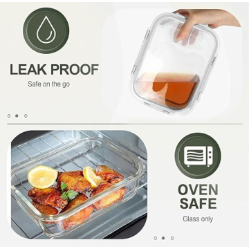 KOMUEE 10 Pack Borosilicate Glass Meal Prep Containers