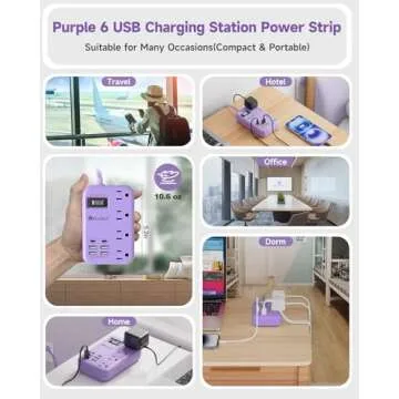 Beeiker Purple USB Charging Station for 10 Devices at Once