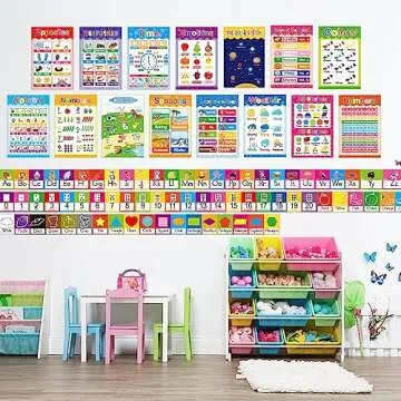 Alphabet Line ABC Number 0-20 Colors and Shapes Wall Decorations for Pre-School Kindergarten Elementary Classroom Nursery Homeschool