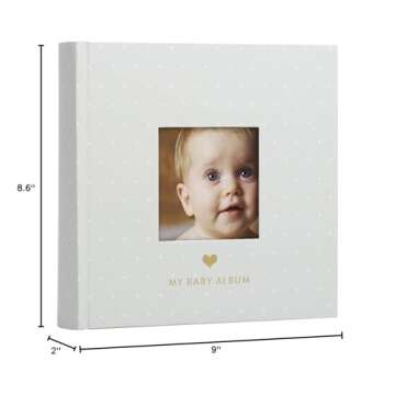 Pearhead Baby Photo Album, Keepsake Book for New and Expecting Parents, Gender-Neutral Baby Accessory, Ideal Gift for Baby Shower, Holds 200 Pictures, Gray and White Polka Dot