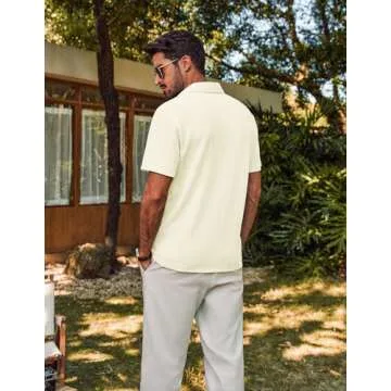 Men's Classic Textured Short Sleeve Button Down Shirt