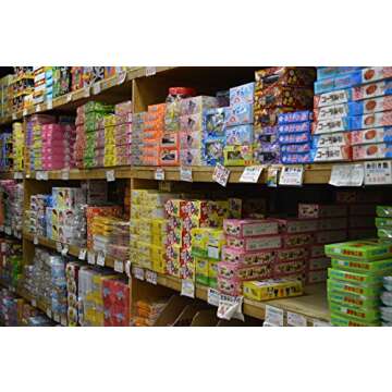 Japanese Candy Dagashi Box 20pcs Umaibo Snack Gummy potato Chip Kitty chocolate w/ AKIBAKING Sticker