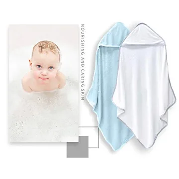 Soft Bamboo Baby Hooded Towels 2 Pack for Newborns & Toddlers