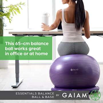 Gaiam Essentials 65cm Balance Ball Chair with Base Kit