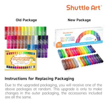 Shuttle Art Tempera Paint Sticks - 30 Solid Colours - Quick Drying - Works Great on Paper, Wood, Glass, Ceramic, Canvas