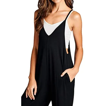 Loving People Loose Fit Jumpsuits for Women Casual Capri Jumpsuit Jumpers Rompers Sleeveless with Pockets Maternity Clothes