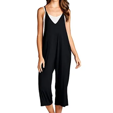 Loving People Loose Fit Jumpsuits for Women Casual Capri Jumpsuit Jumpers Rompers Sleeveless with Pockets Maternity Clothes