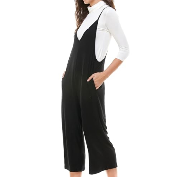 Loving People Loose Fit Jumpsuits for Women Casual Capri Jumpsuit Jumpers Rompers Sleeveless with Pockets Maternity Clothes