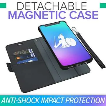 DefenderShield EMF Protection & 5G Anti Radiation iPhone 8/7/6/SE 2020 Case - RFID Blocking EMF Shield Detachable Wallet Case (Black)