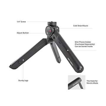 PGYTECH MANTISPOD 2.0 Mini Camera & Cell Phone Vlogging Tripod | 5 Modes Small Travel Flexible DSLR ...