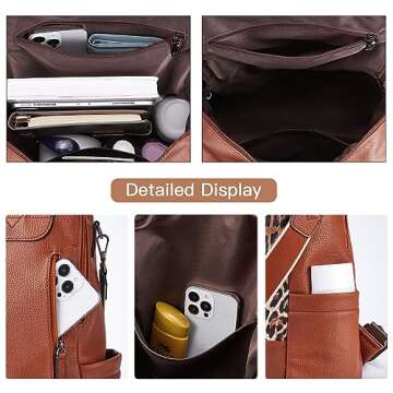 BROMEN Backpack Purse for Women Anti Theft Bookbag Leather Purses Fashion Shoulder Handbag Brown