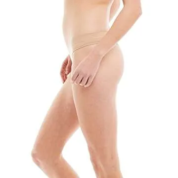 Kalon 6 Pack Women's Nylon Spandex Thong Underwear (Medium, Med. Beige)