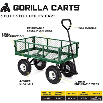 Gorilla Carts GOR400-COM Steel Garden Cart with Removable Sides