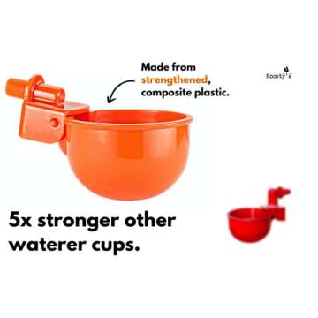 Roosty's® Chicken Waterer Cups x6 - Chicken Water Feeder Kit, Make Large Chicken Waterer 5 Gallon DIY Chicken Supplies, Chicken Water Cups, Duck Quail Waterer - Bebederos Para Gallinas,Poultry Waterer
